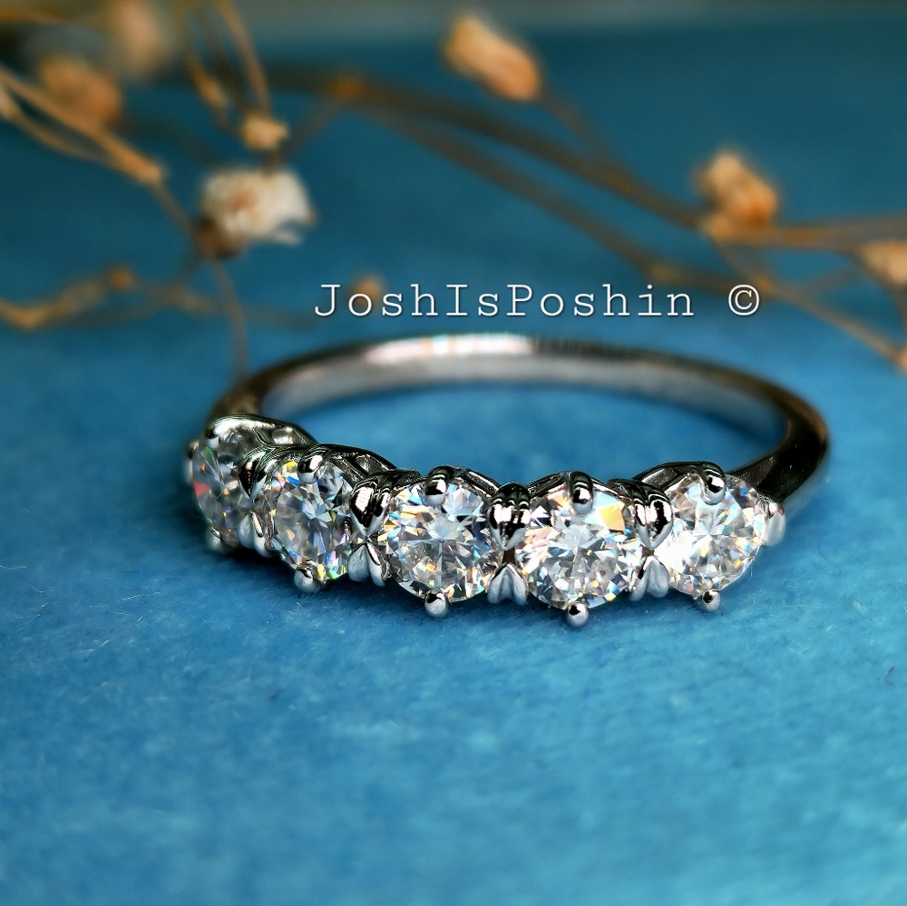 1.5CTW Moissanite anniversary ring band in sterling silver